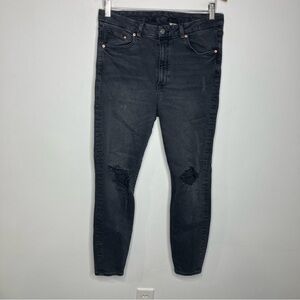 & denim black high rise super skinny jeans distressed women’s size‎ 12 casual